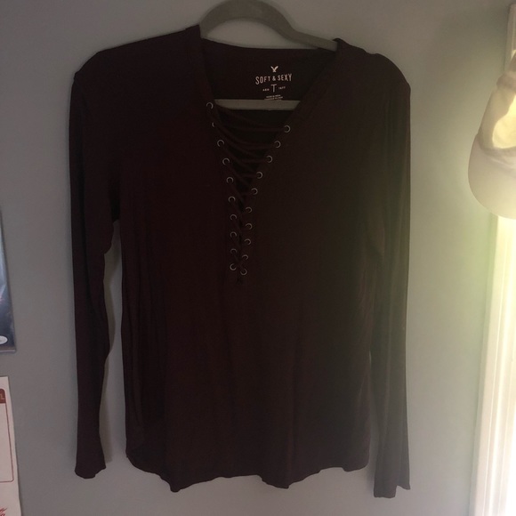 Lace up v neck long sleeve - Picture 1 of 1